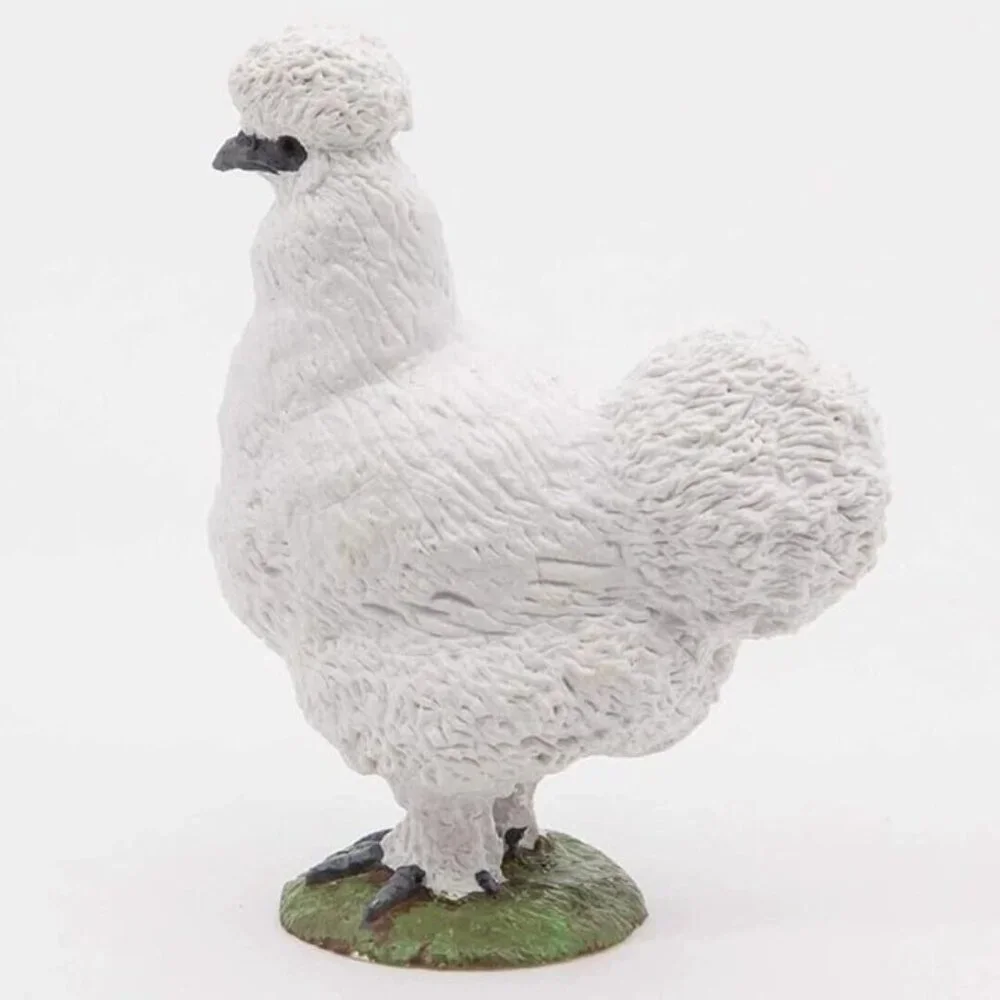 Silkie Chicken Farm Animal Figure - Hand Painted Farm Animal Toy Figurine - Papo